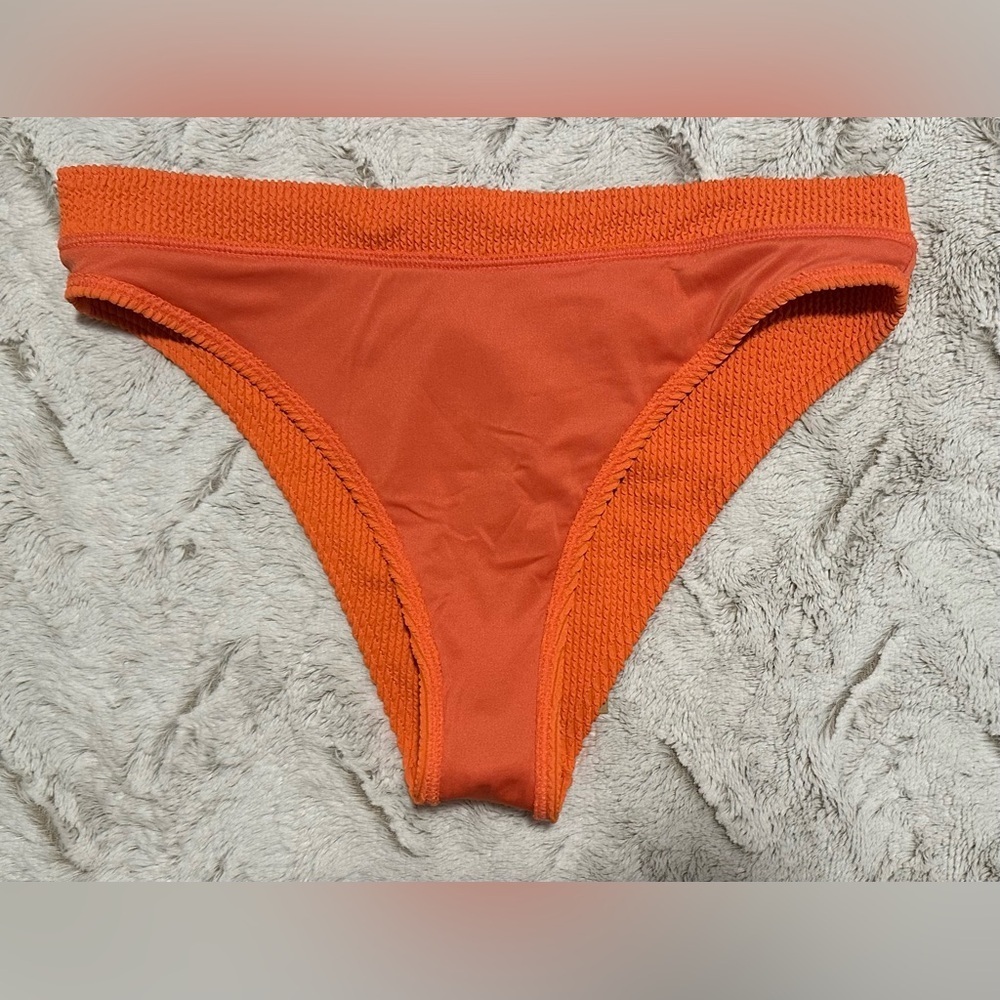 Billabong Coral Orange High Waist Ribbed Bikini Bottom Swimwear - Picture 7 of 10